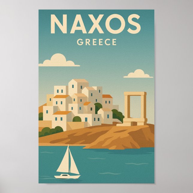 Póster Naxos Grecia Vibrante minimalista (Frente)