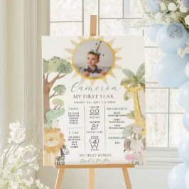 Póster Nayala Safari Animals First Birday Milestone