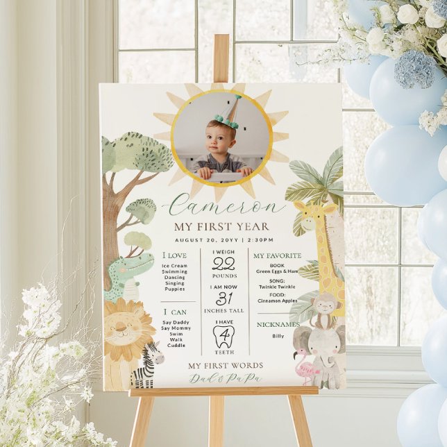 Póster Nayala Safari Animals First Birday Milestone (Subido por el creador)