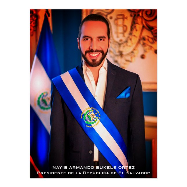 Póster Nayib Bukele, presidente de El Salvador (Anverso)
