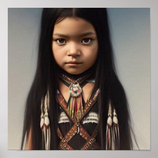 Póster Nayla, la pequeña Chica nativa norteamericana