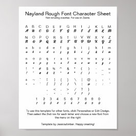 Póster Nayland Rough Font Character Sheet for Zazzle