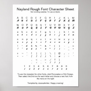 Póster Nayland Rough Font Character Sheet for Zazzle