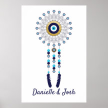 Nazar Evil Oye Mandala Dream Catcher en oro Blue