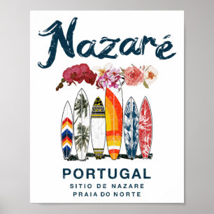 Póster Nazare Portugal Surfing Antiguo _4