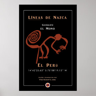 Póster Nazca Geoglyphs-Monkey