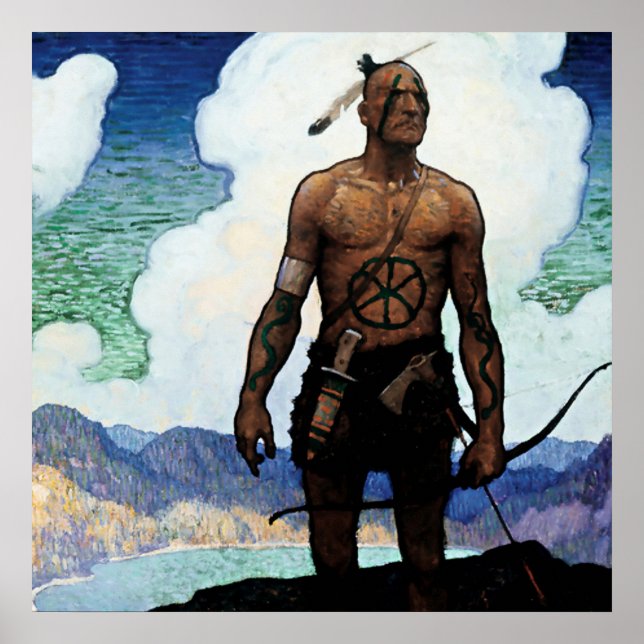 Póster NC Wyeth Pintura del "Último Mohicano" (Frente)