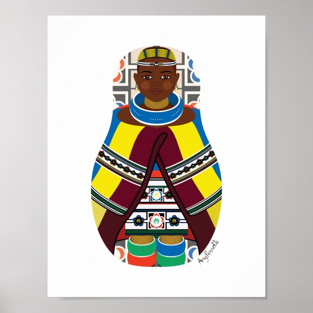 Póster Ndebele, Poster sudafricano de Matryoshka (Frente)