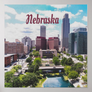 Póster Nebraska City Skyline Omaha
