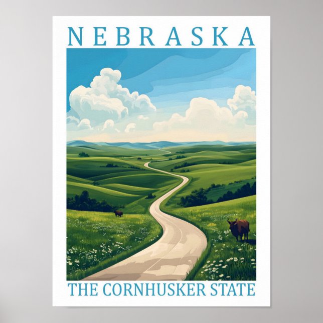 Póster Nebraska el lugar de viaje del estado de Cornhuske (Frente)