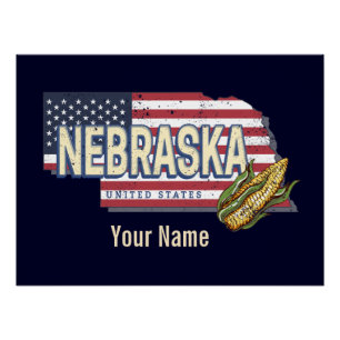 Póster Nebraska Estados Unidos Retro State Map Vintage US