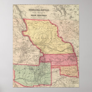 Póster Nebraska, Kansas, Nuevo México