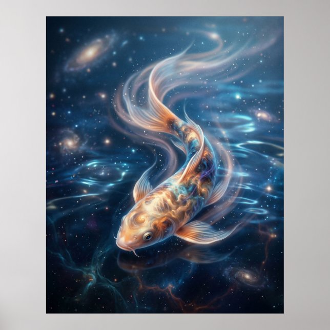 Póster Nebula Koi Cosmic Waters (Frente)