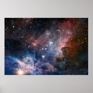 Póster Nebulosa Carina Rojo y Azul Telescopio Hubble