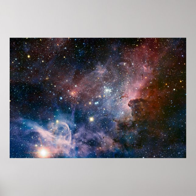 Póster Nebulosa Carina Rojo y Azul Telescopio Hubble (Frente)