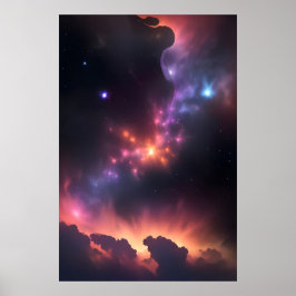 Póster Nebulosa cósmica y galaxia