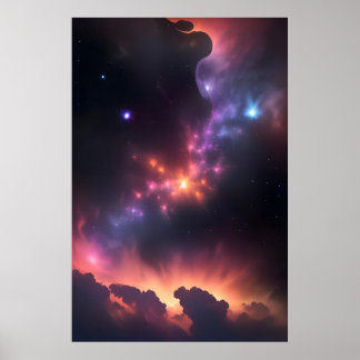 Póster Nebulosa cósmica y galaxia
