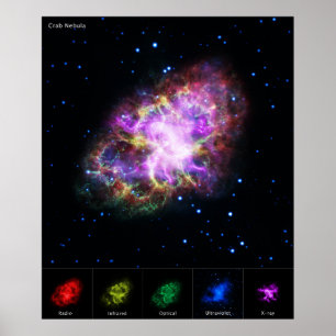 Póster Nebulosa de cangrejo Supernova Compuesto de hubble