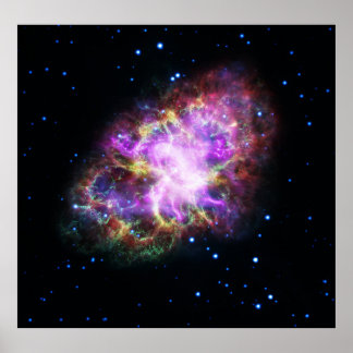 Póster Nebulosa de cangrejo Supernova Compuesto de hubble