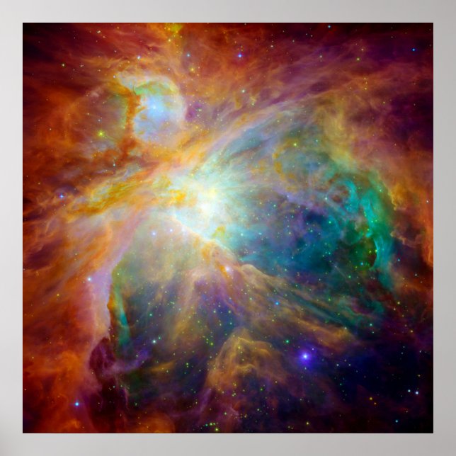 Póster Nebulosa de Orión (Telescopios Hubble & Spitzer) (Frente)