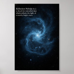 Póster Nebulosa de Reflexión Astronomía Azul Galaxia Espa