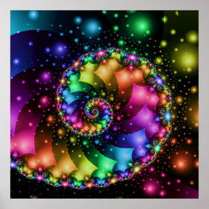 Póster Nebulosa del arcoiris espiral fractal