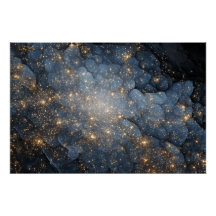 Nebulosa Dorada Centellea Cosmos Azul Medianoche