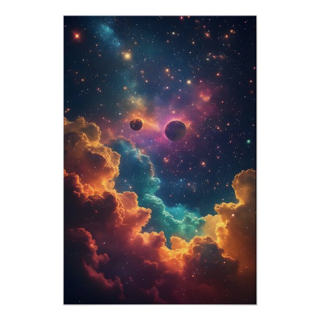 Póster Nebulosa Galaxia Multicolor Vibrante (Anverso)