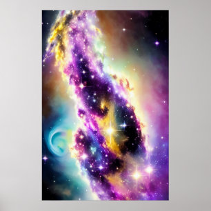 Póster Nebulosa morada en evento galáctico cósmico