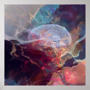Póster Nebulosa Neural de Cerebro Brillante Energía