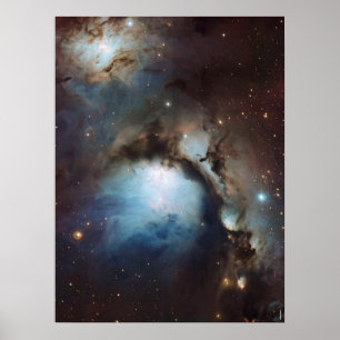 Póster Nebulosa Orión Astronomía azul marrón beige cielo 