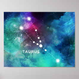 Póster Nebulosa Taurus de color azul rojo elegante