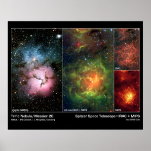 Póster Nebulosa Trifid (Messier 20) - Telescopio Spitzer