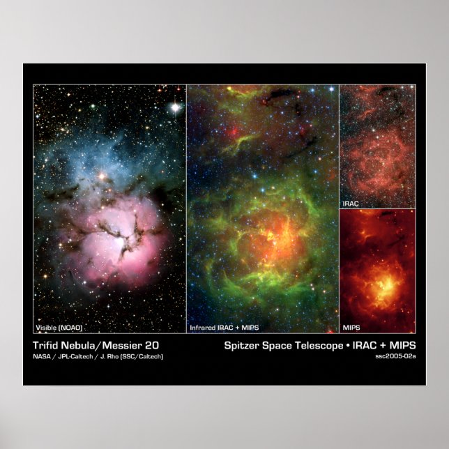 Póster Nebulosa Trifid (Messier 20) - Telescopio Spitzer (Frente)