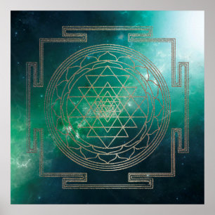 Póster Nebulosa verde Sri Yantra - Poster