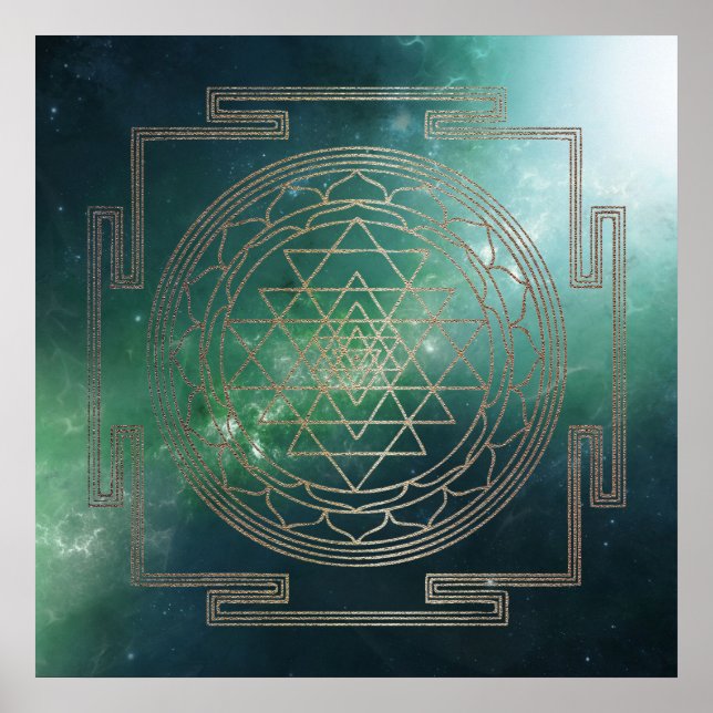 Póster Nebulosa verde Sri Yantra - Poster (Frente)