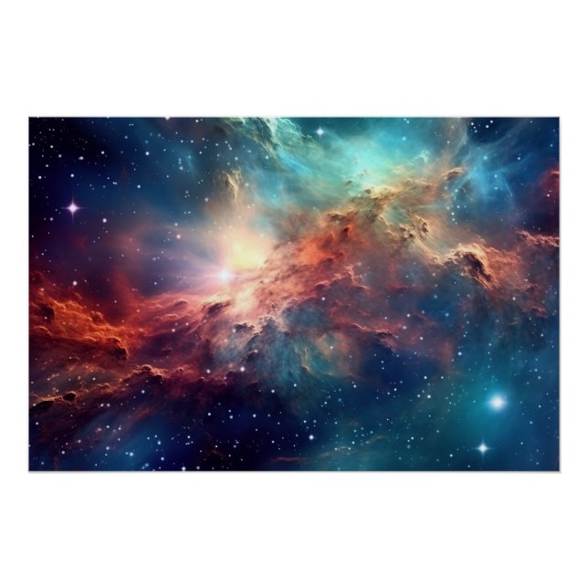 Póster Nebulosa y galaxias en el espacio (Anverso)