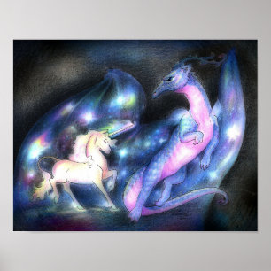 Póster Nebulous: Unicorn y Dragon