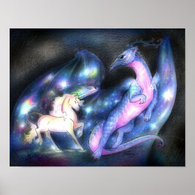 Póster Nebulous: Unicorn y Dragon (Frente)