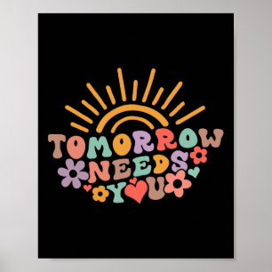 Póster Necesita Conciencia sobre la salud mental Groovy R