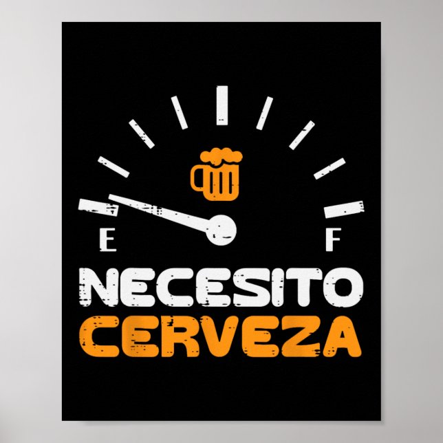 Póster Necesito Cerveza Funny Español Cinco De Mamáes (Frente)