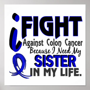 Póster Necesito Mi Hermana Cáncer De Colón