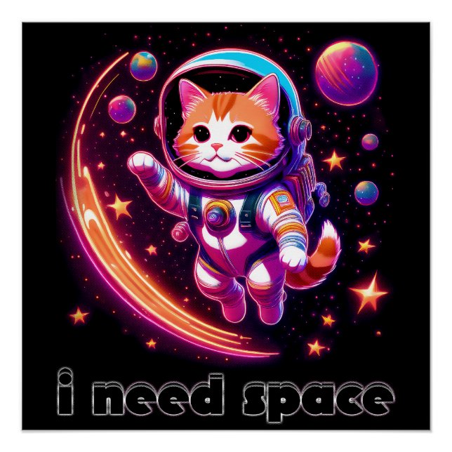 Póster Necesito un gato espacial (Anverso)