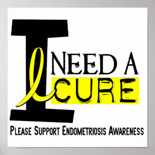 Póster Necesito Una Cura 1 Endometriosis