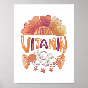 Póster Necesito vitamina de mar: Escape del atardecer con