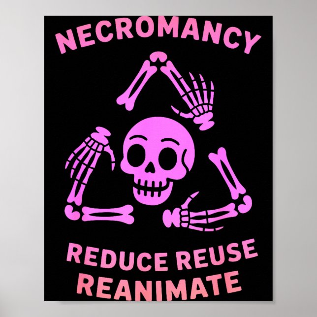 Póster Necromancy Reduce Reuse Reanimate Skeleton Design  (Frente)