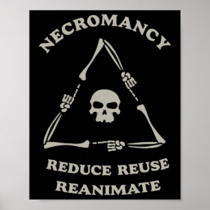 Póster Necromancy Reduce Reuse Reanime Funny Skeleton M