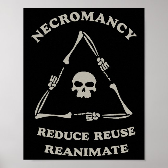 Póster Necromancy Reduce Reuse Reanime Funny Skeleton M (Frente)