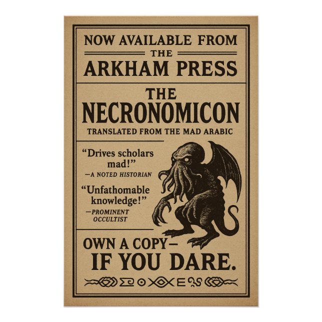 Póster Necronomicon - Ahora disponible en Arkham Press (Anverso)