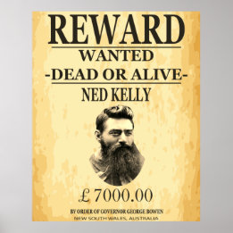Póster Ned Kelly Bushranger 🏴 ☠️ famoso delincuente aust